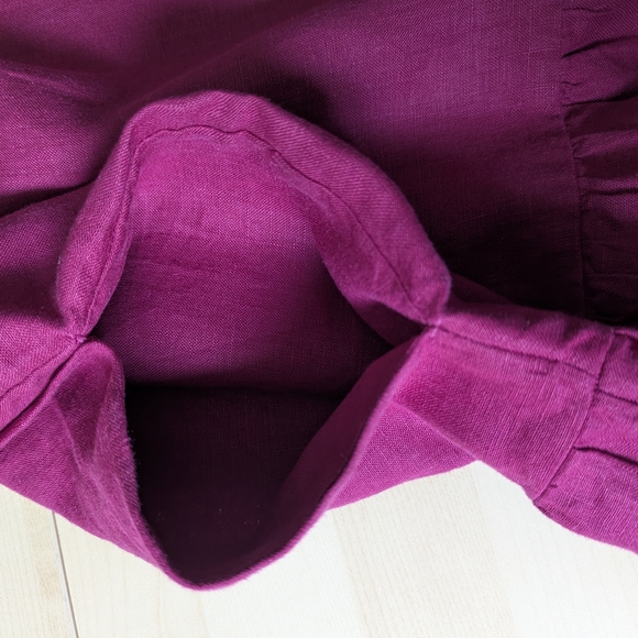 Chico's Magenta Pink Ruffle Sleeve Linen Roll Midi Dress - Picture 11 of 15